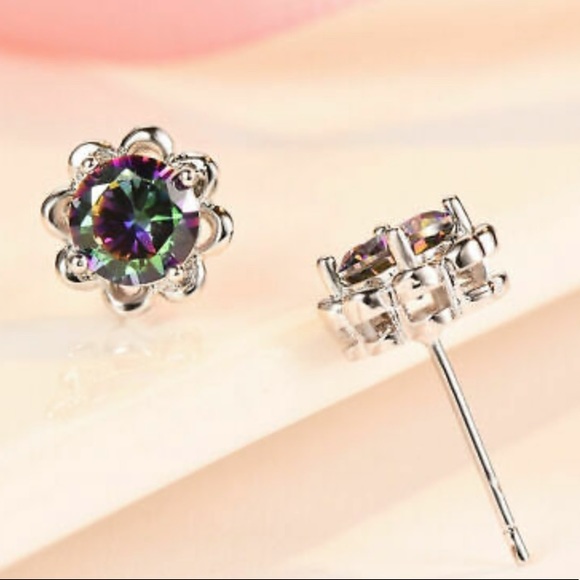 NEW 925 Sterling Silver Rainbow stone Earrings - Picture 5 of 5